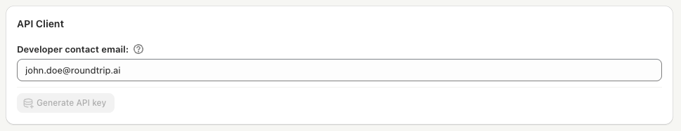 Add developer contact email
